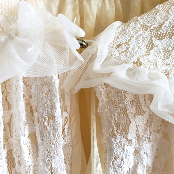 Marie Claire Vintage House Coat Cream Lace 100% Nylon Line Snap Closure Woman 48 - Picture 4 of 11